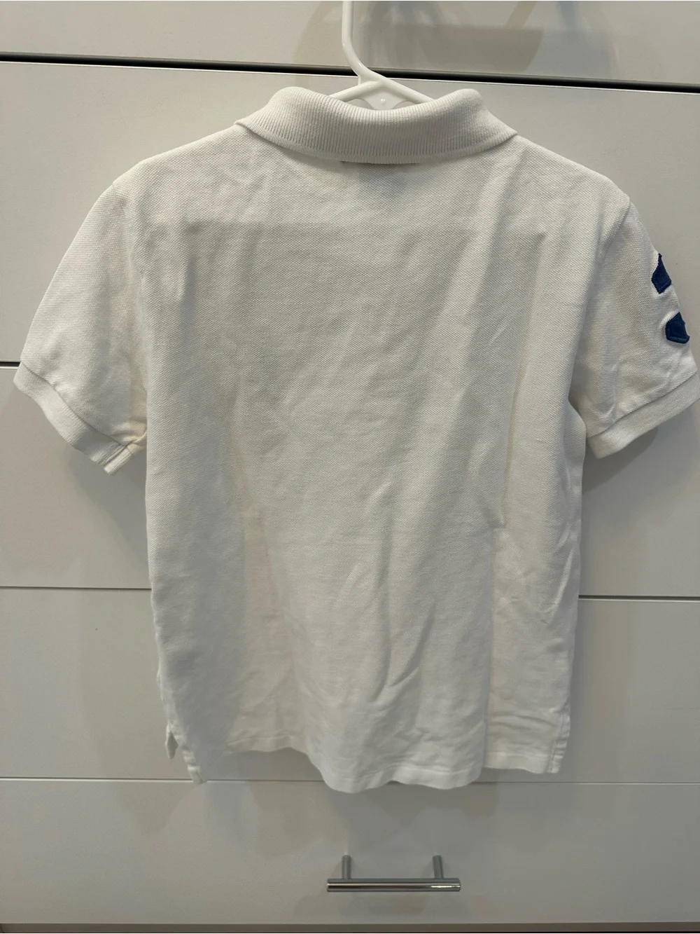 Polo by Ralph Lauren Boys White Polo Shirt with Navy Logo Size 6